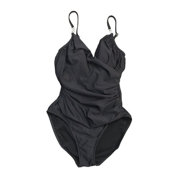 Shape FX Swim 8 Black One Piece Shaping Slimming Rhinestone Bling Swimsuit Beach - Picture 1 of 10